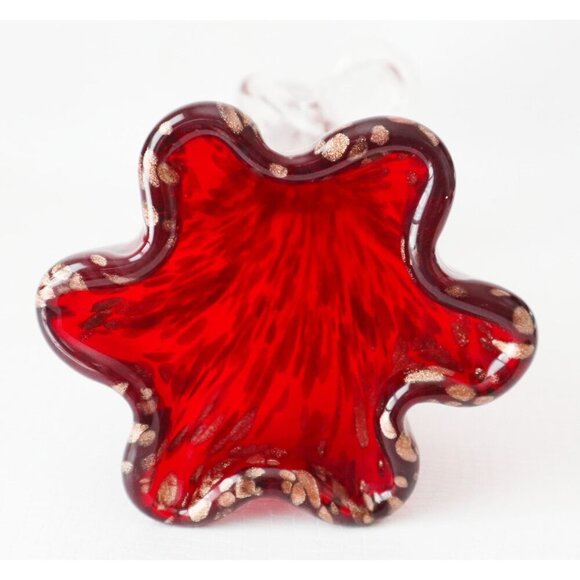 Vintage Art Glass Angel Tea Light Holder Red & Gold Flakes - Picture 7 of 8